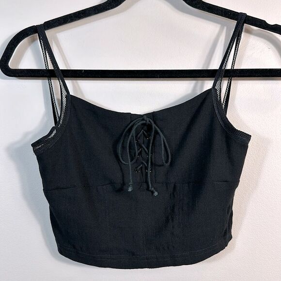 Free People Intimately She's Fancy Longline Brami Bralette Bra Black Goth XS - Picture 2 of 7